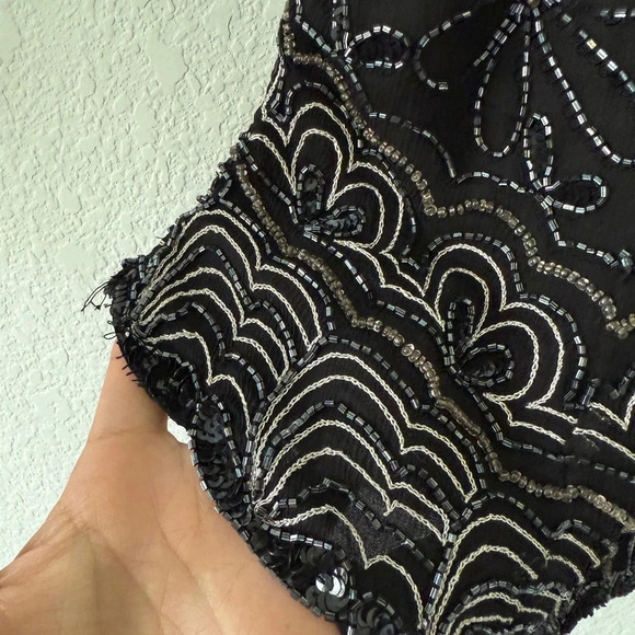 Black and Silver Embellished Sleeveless Tank Top - Picture 7 of 13